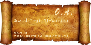 Oszlányi Alfonzina névjegykártya